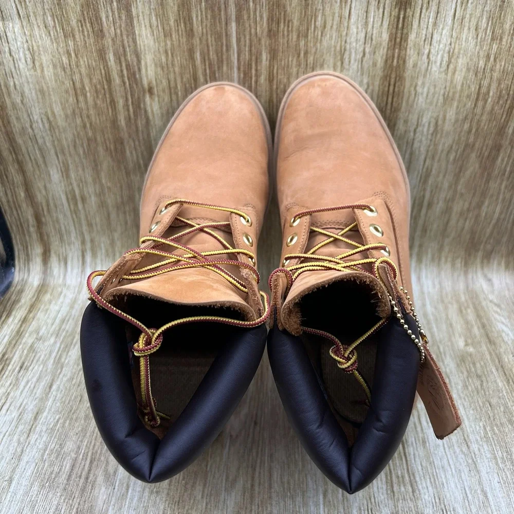 Timberland 6-Inch Premium Waterproof Boots Men's Size 10 Wheat Nubuck Shoes